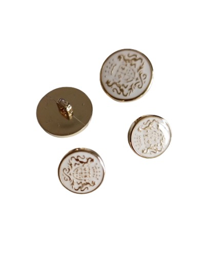 Nôžkový gombík s erbom, bielo-zlatý, 21 mm (6 ks)