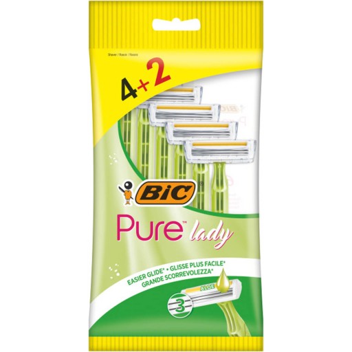Jednorazové holiace strojčeky 6 kusov BIC PURE LADY GREEN 3 čepieľky pre ženy