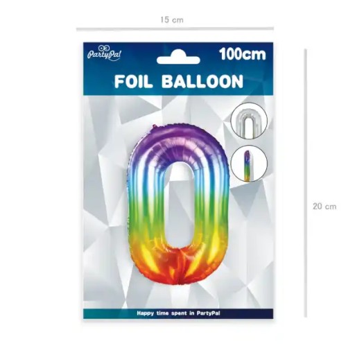 OMBRE fóliový balón číslo 0 narodeninový dúhový XXL