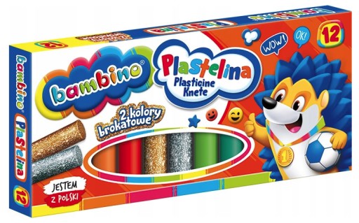 PLASTICINA 12 KS BAMBINO 10 FAREB + 2 GLITRE