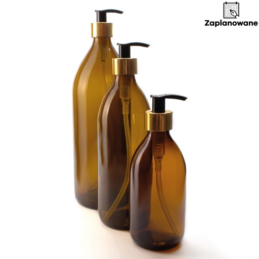 SKLENENÁ FĽAŠA s pumpičkou na dávkovanie mydla, DÁVKOVAČ na kozmetiku, 300ml