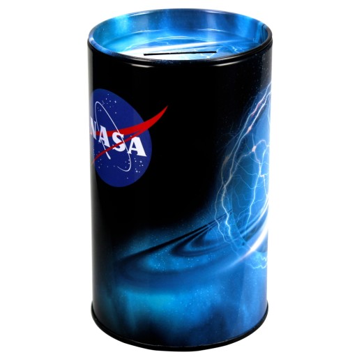 OKRUHÁ KOVOVÁ KRABIČKA NA PRASIATKO NASA COSMOS