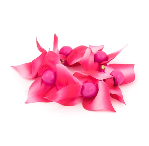 Guma scrunchies kvety tieňované perly amarant