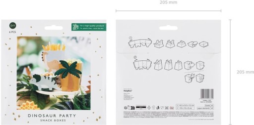 PAPIEROVÉ BOXY NA POPCORNOVÉ OBCHÍDKY DINOSAURS DINO TRICERATOPS 6 KS