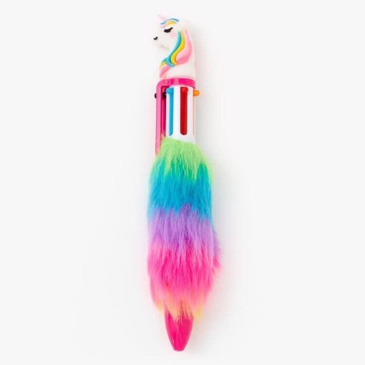 Guľôčkové pero UNICORN 6 farieb v 1 viacfarebné s kožušinkou