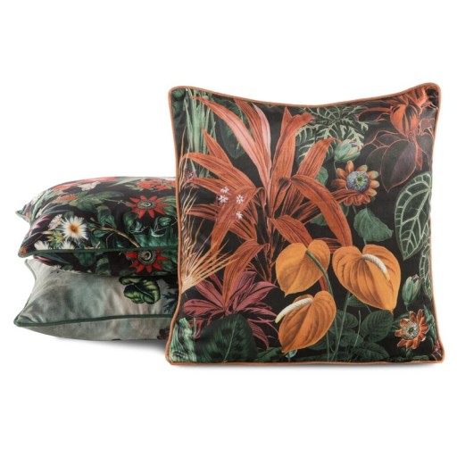 Zamatová obliečka na vankúšik s motívom kvetov 45x45 cm - Premium zamat na zips