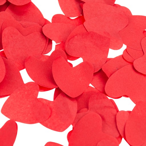 VYstreľovanie KONFETTIEK ČERVENÉ SRDCE na SVADOBNÉ LÍSTKY SRDCA VALENTÍN