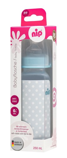NIP Štandardná fľaša 250 ml, chlapec, 0-6m, M silikónový cumlík