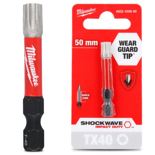 Nárazový vrták Dlhý TORX SKRUTKOVAČE 40 50 mm Magnetická špička MILWAUKEE