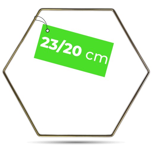 KOVOVÝ Prsteň pre lapačov snov MACRAME ŠESTUHÓN ZLATÝ LESK 23 CM Z DRÔTU