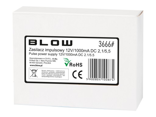 SPÍNANÝ NAPÁJACÍ ZDROJ 12V DC 1A PLUG-IN PRE LED MONITORING 2.1/5.5 12W CCTV
