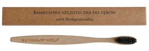 Čierna bambusová zubná kefka Extreme Wolf
