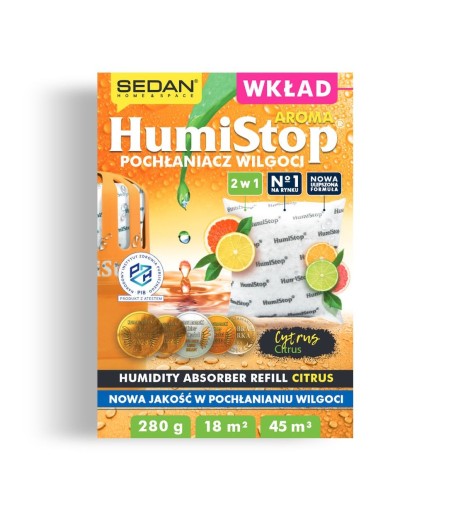 Originálna HUMISTOP AROMA Citrusová VLOŽKA do pohlcovača vlhkosti CERTIFIKÁT PZH