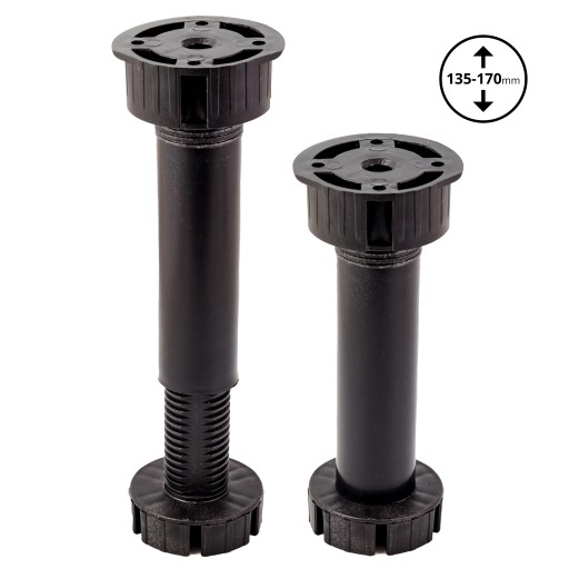 4 x ČIERNA NOŽKY KUCHYNSKÉHO NÁBYTKU V 150 MM