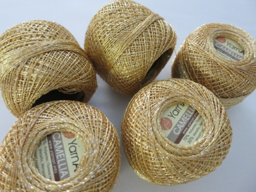 Šnúrka Camellia Yarn Art, metalizovaná, 419 zlato