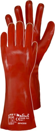 DLHÉ PRACOVNÉ RUKAVICE, OCHRANNÁ GUMA, POVRCHNUTÉ PVC, 35 CM