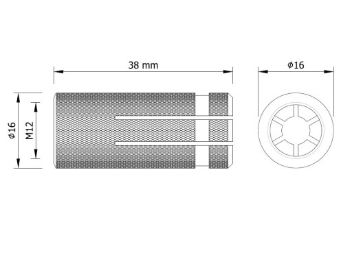 1x Mosadzná rozperná objímková kotva m12 x 38 mm