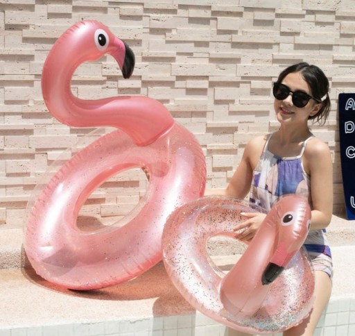 Nafukovací kruh Flamingo s trblietkami na bazén Pláž pre deti 70 cm