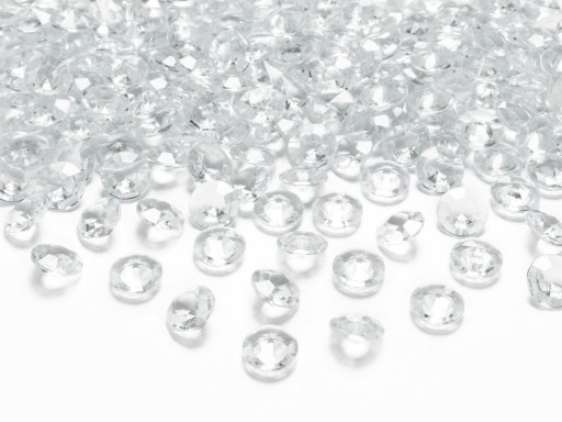 DIAMANTOVÉ KONFETTI DIAMANTY na stôl priehľadné kryštály 12 mm 100 ks