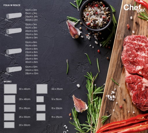 ChefOne TESNIACA FÓLIA NA ROLE 30cm 6m NA BALENIE POTRAVÍN + NÁLEPKY