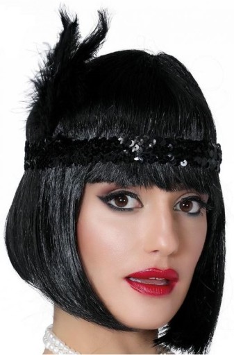 Retro flitrová čelenka Charlestone Black Carnival Prom z 20. rokov 20. storočia