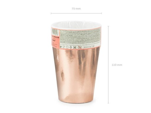 NARODENINOVÉ HRNČEKY, RUŽOVÉ ZLATÉ, 220ml, 6 ks