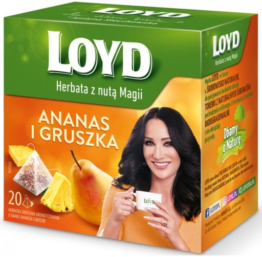 Ovocný čaj v pyramídach Loyd ananás a hruška 20 ks