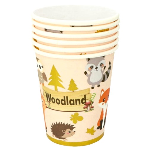 Woodland Forest papierové párty poháre lesné zvieratká LIS