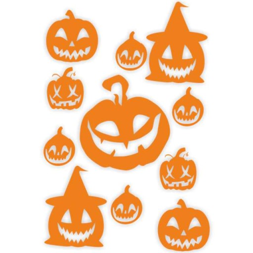 HALLOWEEN fólie NÁLEPKY oranžové TEKVICE x11