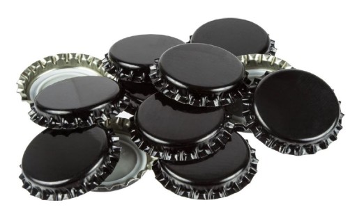 viečka na pivné fľaše, ČIERNA, 100 ks, 26 mm