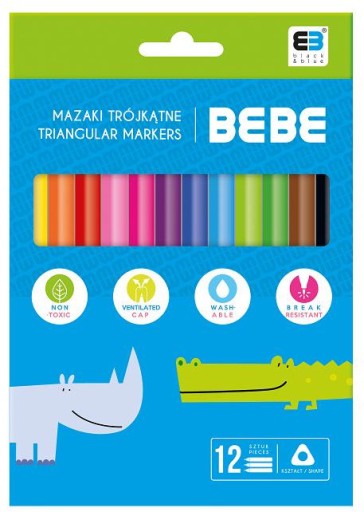 BBI Trojuholníkové fixky 12 farieb BB KIDS