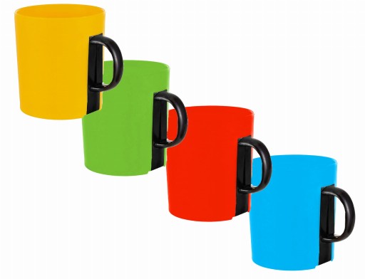 PLASTOVÝ HRNČEK S RÚČKOU 400ML MIX FARBA PP