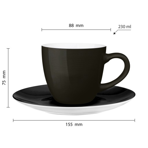 Šálka Black Bruno 230 ml s podšálkou
