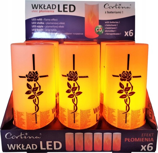 KRÍŽOVÁ VLOŽKA S EFEKTOM PLAMEŇA pre LED sviečky GRANES BATÉRIA TEPLÁ BIELA