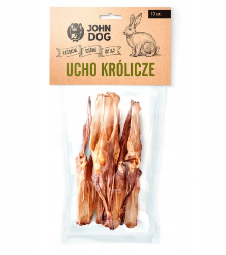 John Dog sušené psie maškrty, králičie ucho, 10x