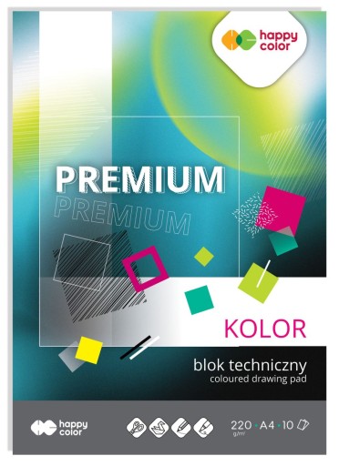 PREMIUM farebný technický blok A4, 220g, 10 listov,