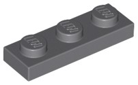 LEGO 3623 TANIER 1x3 tmavosivá NOVINKA (5g) 9 ks.