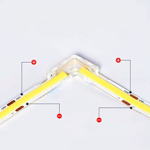 Uhlová spojka pre COB LED pásy 8mm, uhlová spojka 90°, svorka pre rýchlu inštaláciu