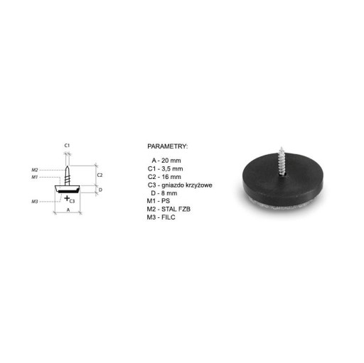 Nožičky na kovové nohy PODLOŽKA 20mm ST02
