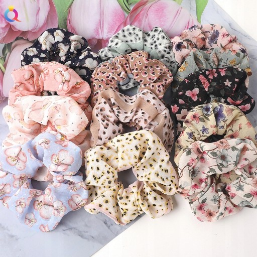 Vlasy scrunchie scrunchie scrunchie, zelená, bodkovaná, boho
