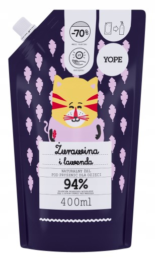 YOPE Gél pre deti CRANBERRY LAVENDER náhradná náplň 400ml