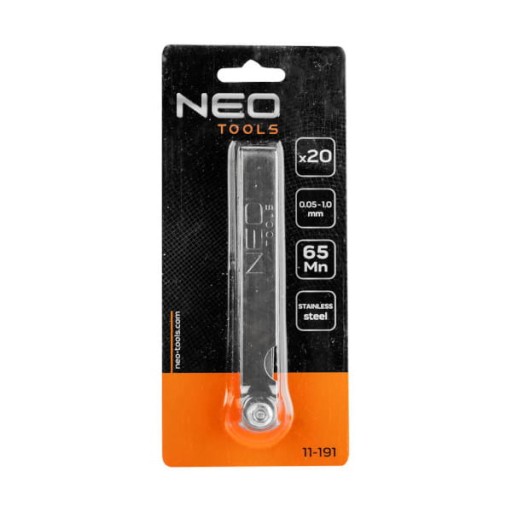 FEELER MERAČ 20 HROTOV (0,05-1,0 mm) 65MN/OCEL 11-191 NEO