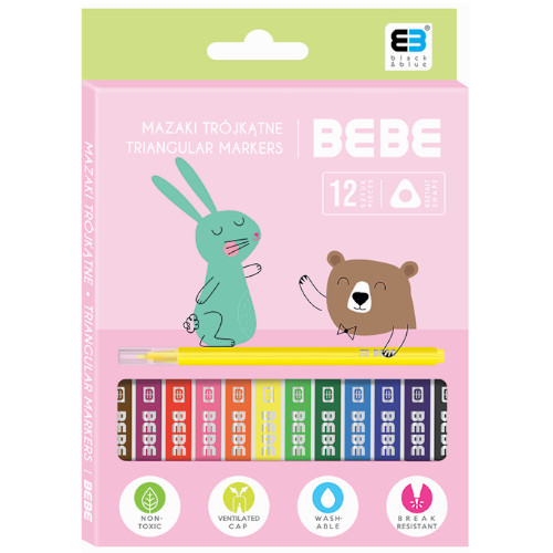 BBI Trojuholníkové fixky 12 farieb BB KIDS