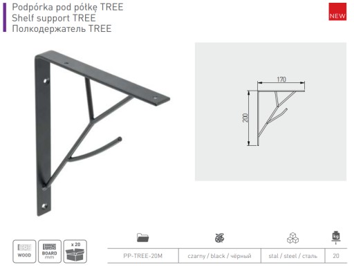 Nosné konzoly LOFT police STROM Wall 200x170 kuchyňa izba GTV