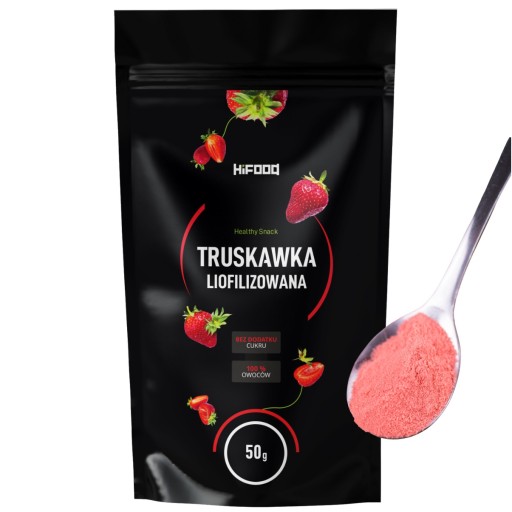Lyofilizované jahody 50g HiFOOD Jahody 100% PRÁŠOK HiFOOD