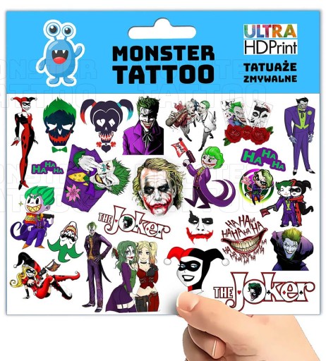 UMÝVAJÚCE DOČASNÉ TETOVANIE PRE DETI DETSKÝ JOKER ORIGINÁLNE DIZAJNY