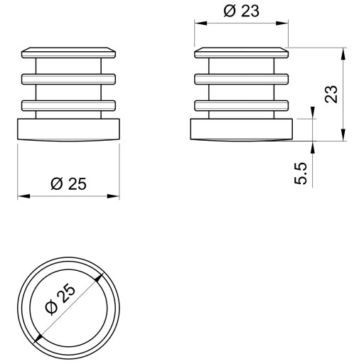 Plastová pätka s uzáverom pre 25mm rúrku