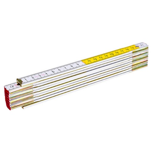 Bielo-žlté drevené skladacie miery Drel 2m