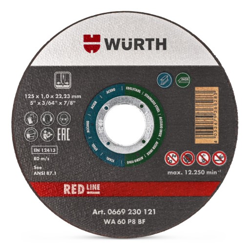 Kotúč na rezanie kovu 125x1 mm Kotúče z oceľovej rúry STRONG RED LINE WURTH 1ks