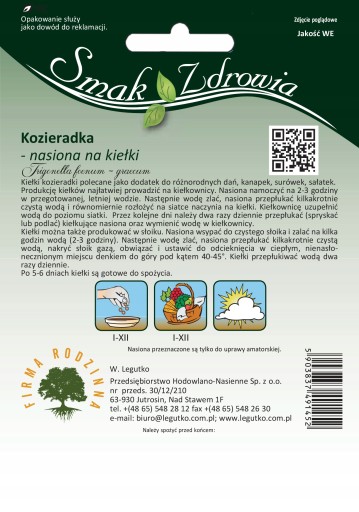 SEMIENKA NA KLÍČKY FENUGRA 20g LEGUTKO